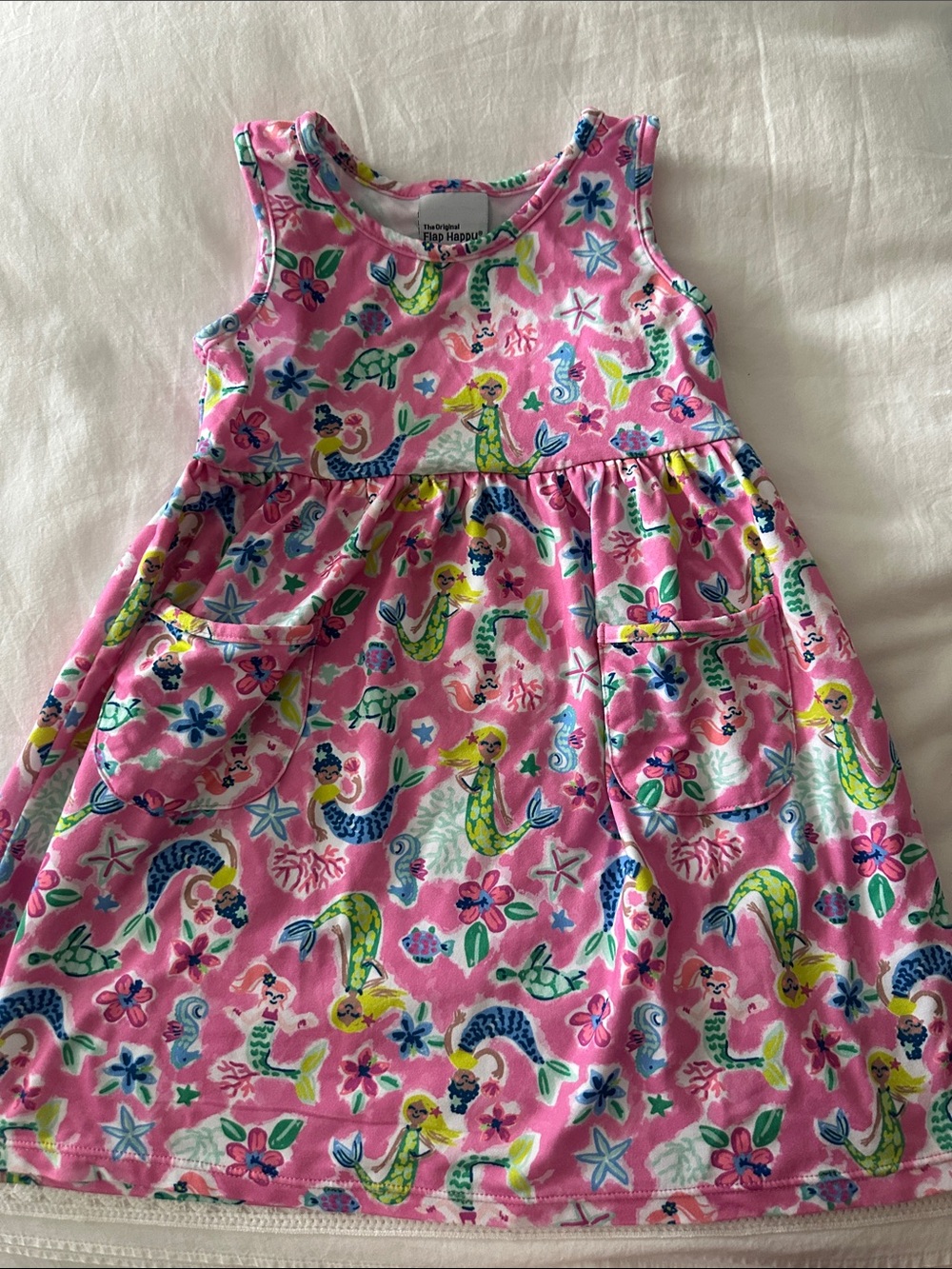 Flapdoodles Pink Mermaid Print Sleeveless Dress